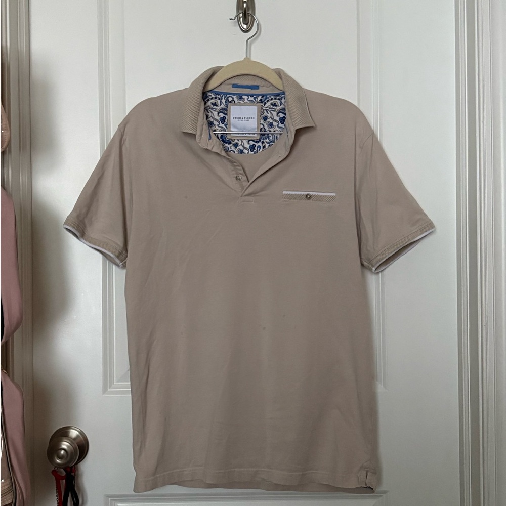 Denim & Flower Light Tan Polo Shirt